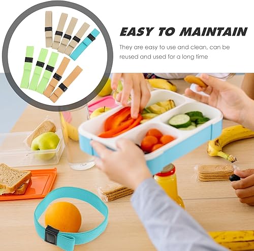 Miniatura 6 de OSALADI 10 unidades de fiambrera con banda elástica Bento para exteriores, correa elástica para almuerzo, cinturón de lazo de fijación para