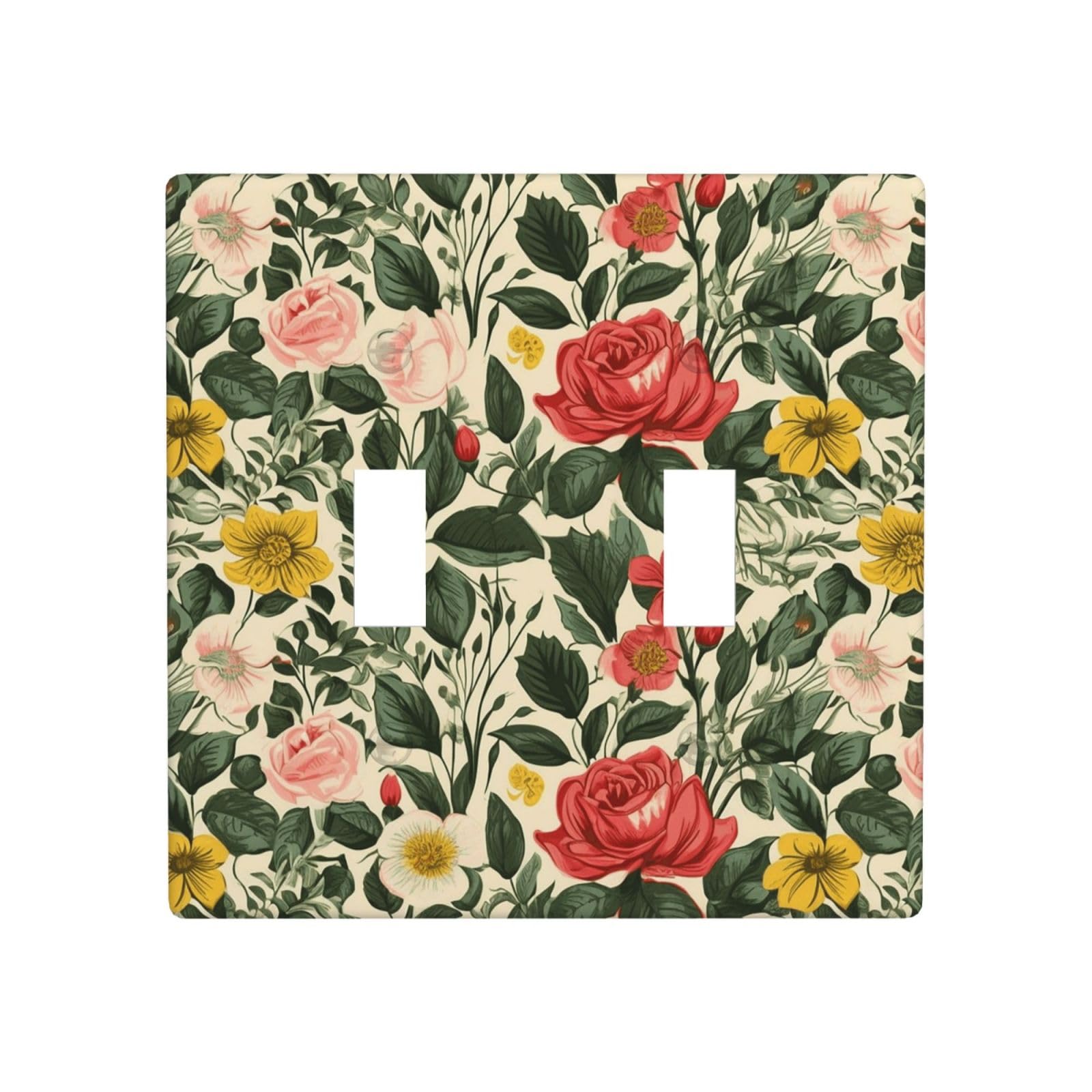 Aceprints Rose 2 Gang Double Toggle Wall Plates, Unbreakable Decorative Duplex Light Switch Plate Covers Electrical Switchplate Cover Faceplate For Bathroom Kitchen Decor