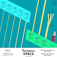 Vista 2 de emma kites Cuerda trenzada 100% Kevlar de 100 pies, 550 libras, resistente a la abrasión, resistente al fuego, táctica de supervivencia, pesca