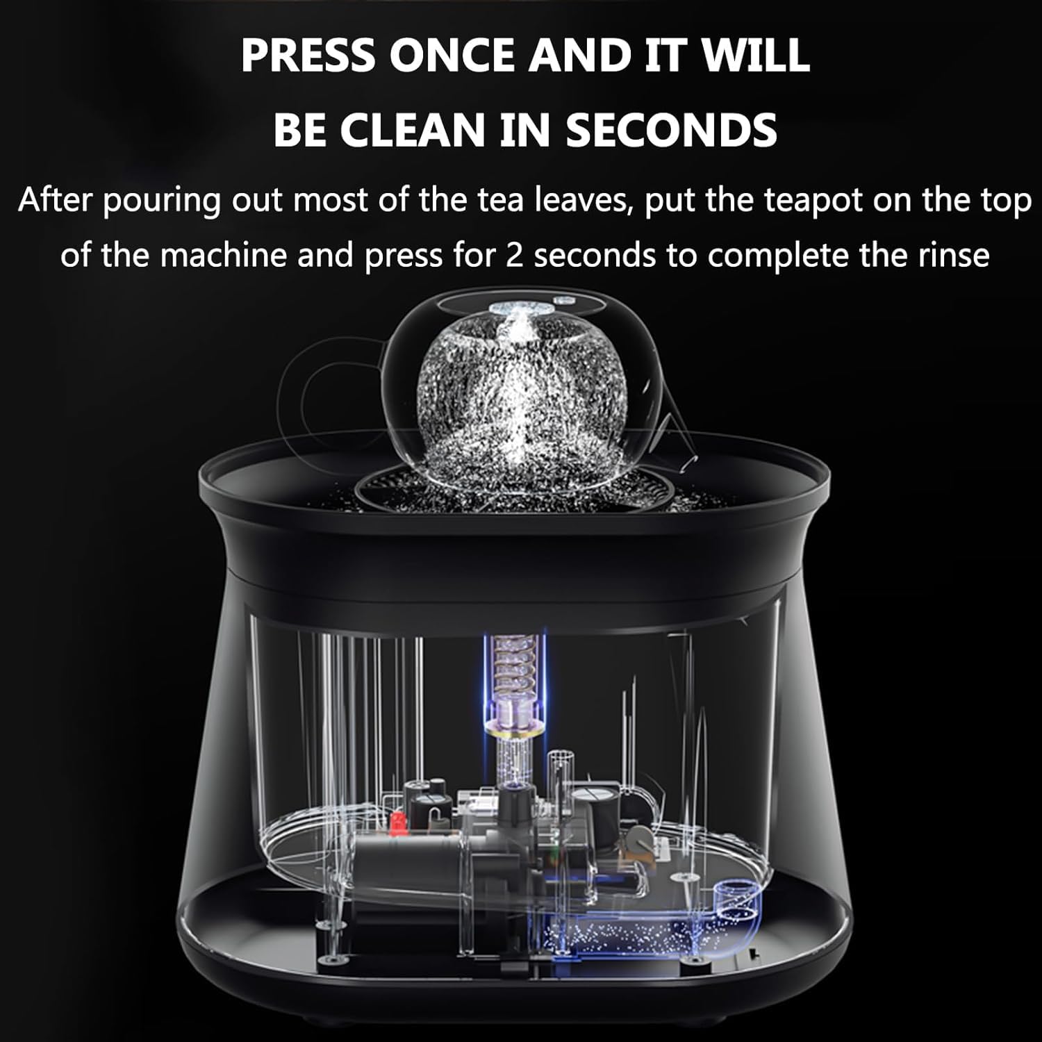 Lave-vaisselle électrique pour verre et tasse, 1,7 l, passoire à thé amovible, rinçage rapide en 2 secondes, idéal pour la maison, les restaurants et les bars