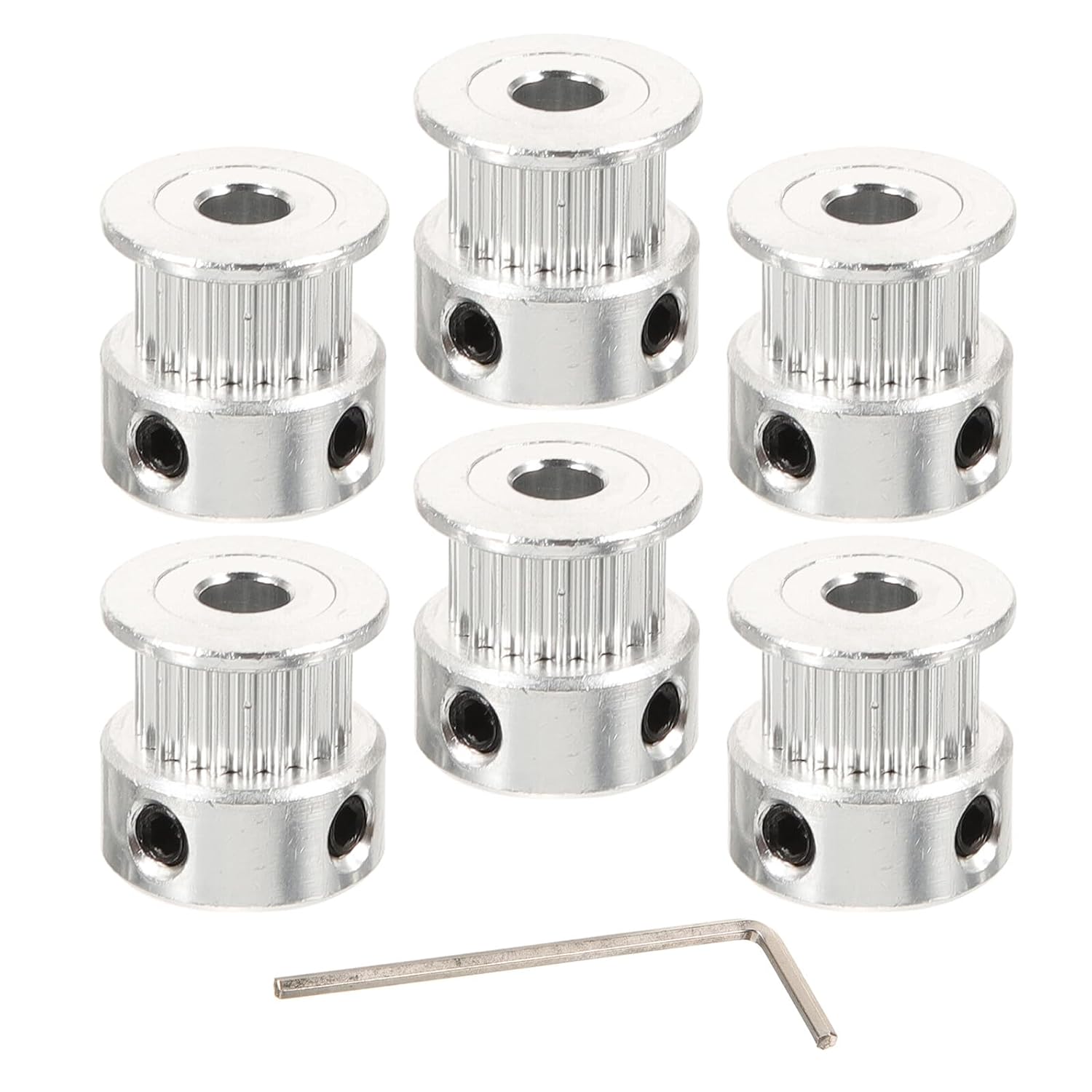 Cabilock 6pcs Gt2 Timing Belt Pulleys 20 Teeth 5mm Bore 6mm Width with M4 Hex Wrench for 3D Printer Mechanical Precision Drive and Idler Timing Pulley Accessories