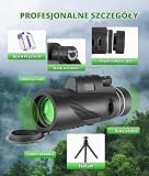 PAHTTO Monokular 80×100 zoom, monokularny teleskop z uchwytem na smartfona i rozciąganym statywem, monokularny teleskop wodoodporny do obserwacji ptaków, łowienia, podróży, koncertów, sportów na