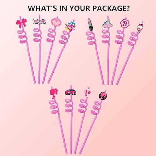 Miniatura 3 de 12 popotes rosados para Stanley de 40 onzas y 30 onzas, reutilizables y bonitas, pajitas rosadas portátiles para recuerdos de fiesta rosa (12