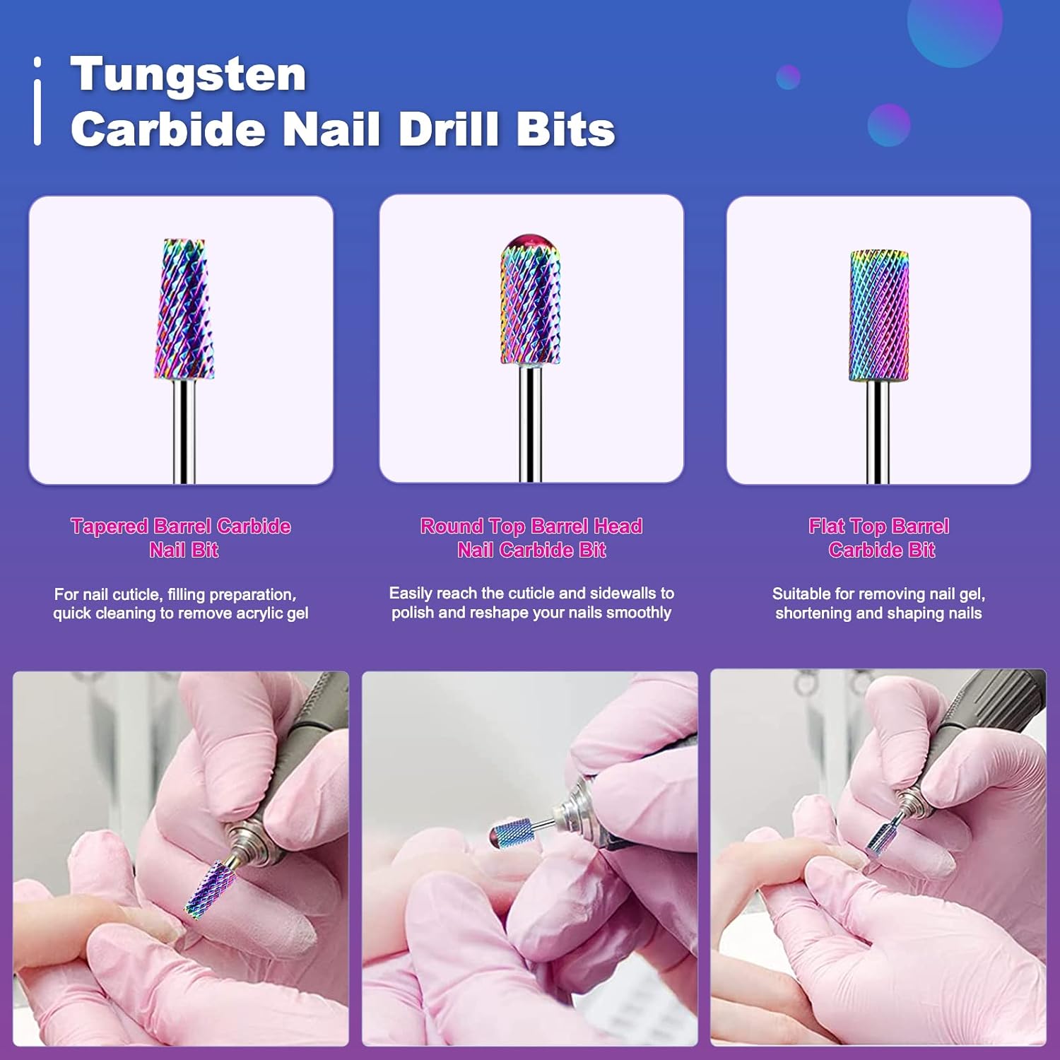30 Pcs Nail Drill Bits Set - 3/32 Inch Tungsten Carbide Ceramic Nail Drill Bits Acrylic Gel Nail Bit Diamond Cuticle Electric Nail File Cuticle Remover Bits Home Salon Manicure Pedicure Tools : Beauty & Personal Care