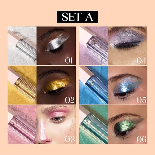 Vista 11 de YOUNG VISION Sombra de ojos con purpurina líquida, metálico, brillante y brillante, secado rápido, impermeable, antiadherente, 0.17 onzas líquidas