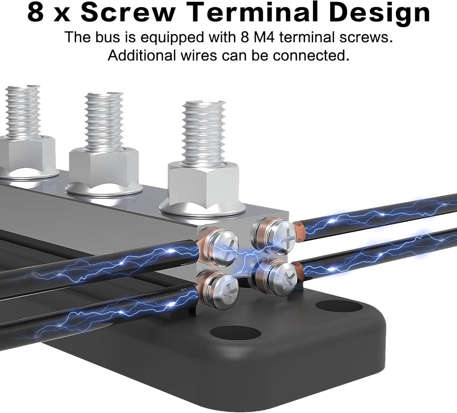IZTOSS 2Pcs 600 A Bus Bar 12 V Power Distribution Block 8 x 3/8"(M10) Terminal Studs,Battery Bus Bar 48 V DC Positive & Negative Battery Terminal Block for Marine Automotive RV Truck