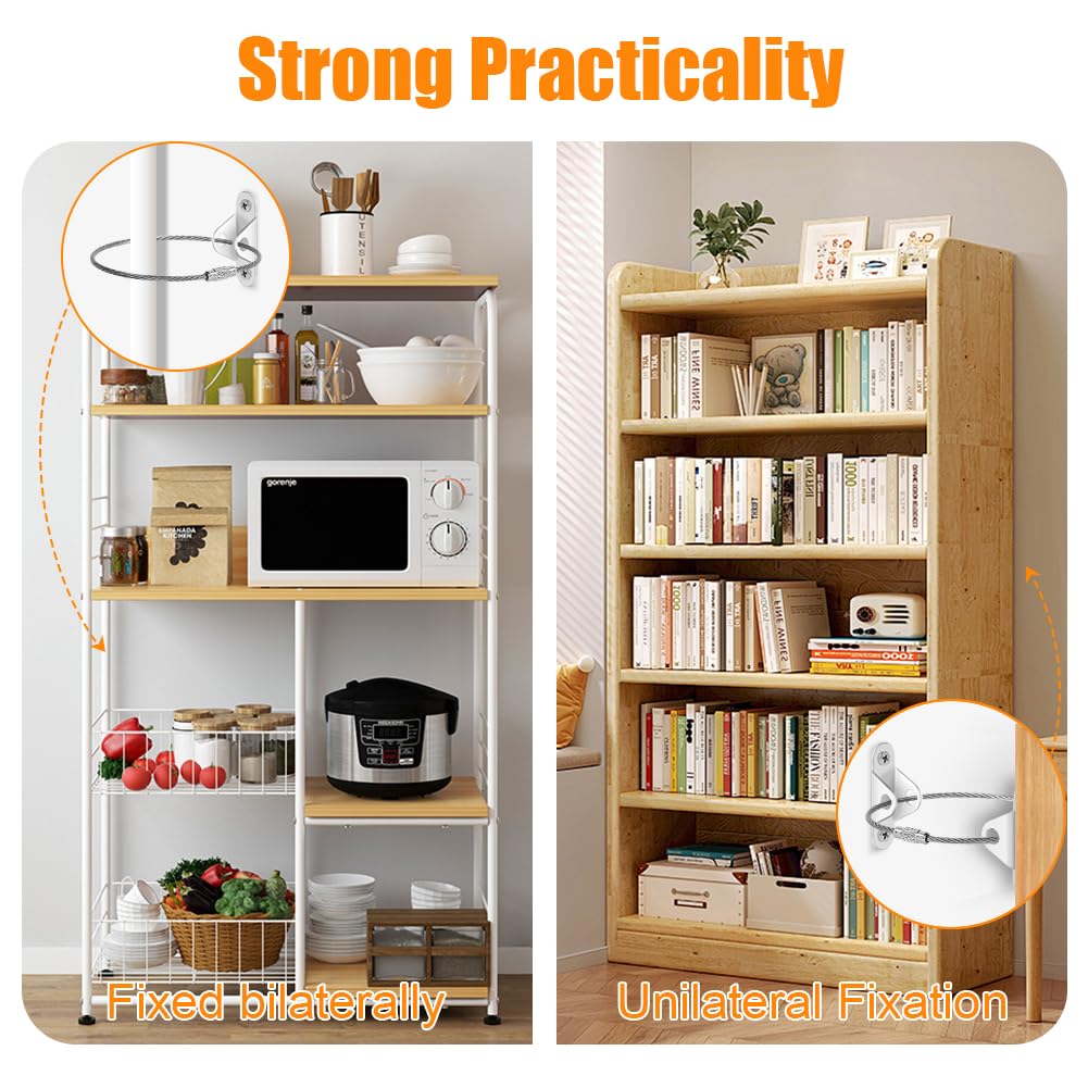 HOTUT Anti-tilt Furniture Straps,6PCS Metal Furniture Strap Anti Tip Furniture Anchor,Wardrobe Wall Fixing Baby Safety Kit for Baby Proofing,Pet Protecting,Cabinet,Secure Bookshelf,Dresser(White) - Image 4