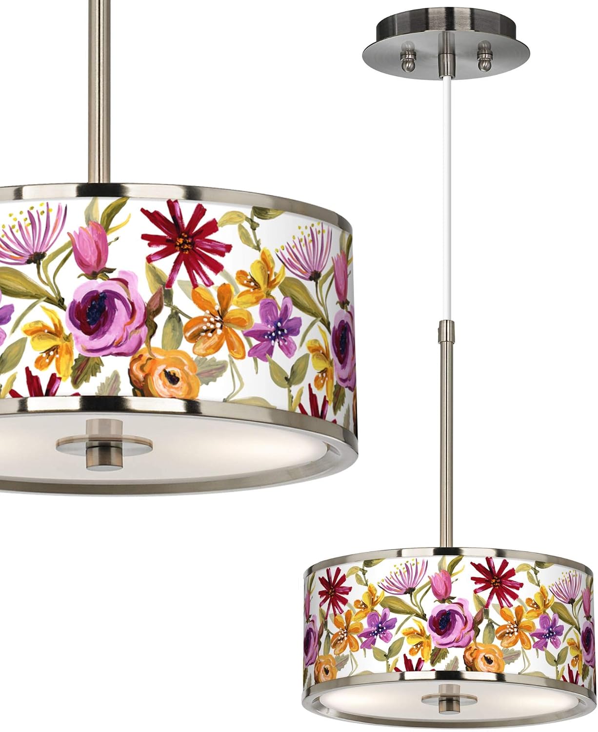 Giclee Glow Tropical Woodwork 10 1/4" Wide Pendant Light with Print Shade