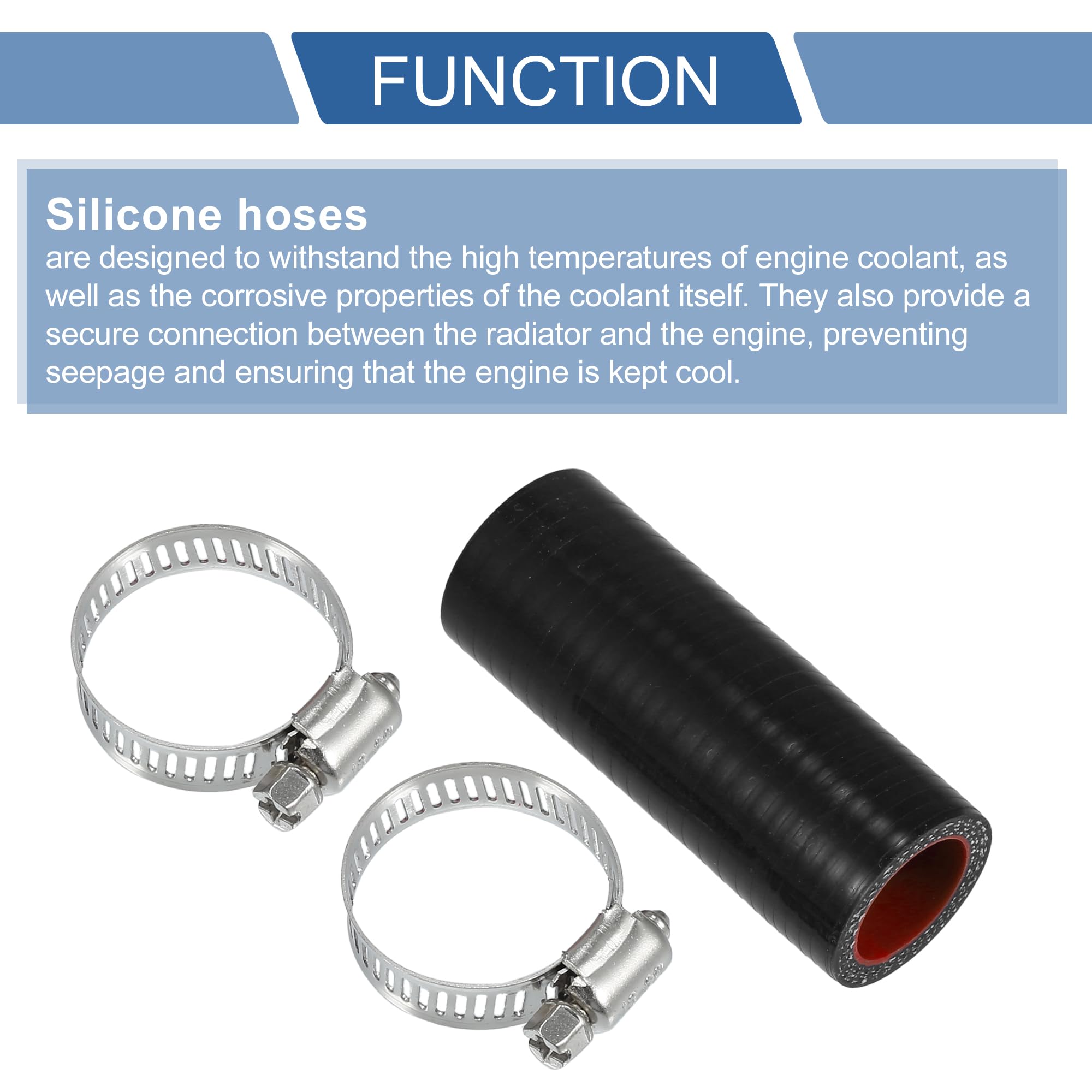 X AUTOHAUX Tuyau Silicone 20mm ID 500mm Longueur 0° Noir Avec Colliers - Refroidissement Universel