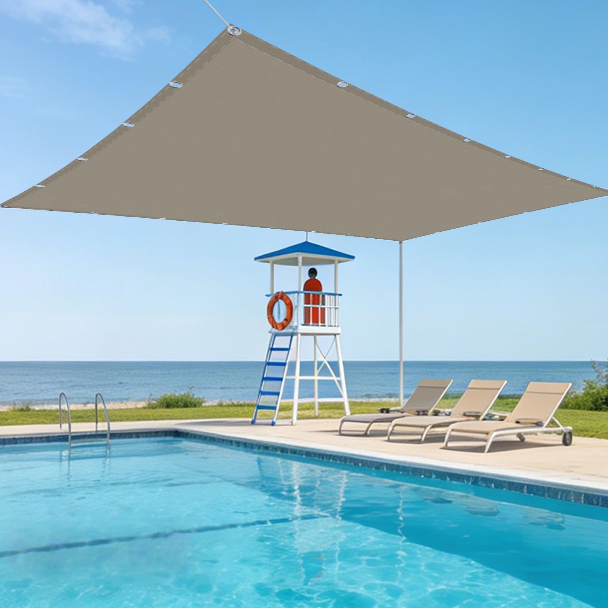 Voile d'ombrage carré anti-UV pour aménager une terrasse de piscine et un salon de jardin