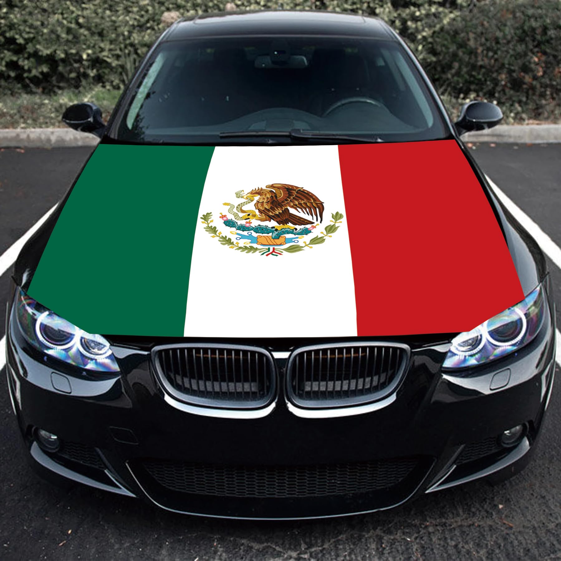 Mexico Mexican Flag Car Hood Cover 3.5X5Ft Car Bonnet Banner