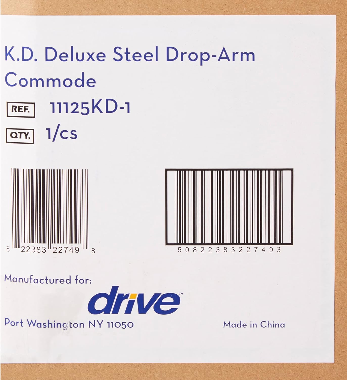 Drive Medical K. D. Deluxe Steel Drop-Arm Commode (Tool Free)