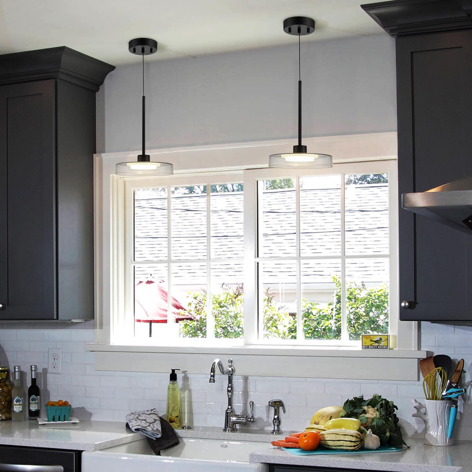 Black Pendant Lights Kitchen Island Led Modern Pendant Light Fixture for Bedroom Dinning Rooom Living Room Led 4000k