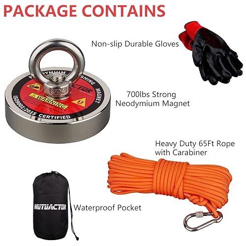 Vista 17 de MUTUACTOR Kits de pesca con imán, imanes de pesca de rotación fuerte de 600 libras, imán giratorio de neodimio de tierras raras con cuerda