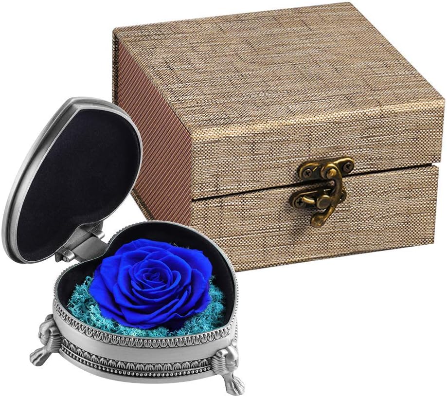 Unique Gift Ideas for Women, Preserved Flower Rose Handmade Eternity Rose, Artificial Flower Rose Gifts for Her Birthday Wedding Anniversary Valentine’s Day Thanksgiving Mother’s day, Christmas (Blue)