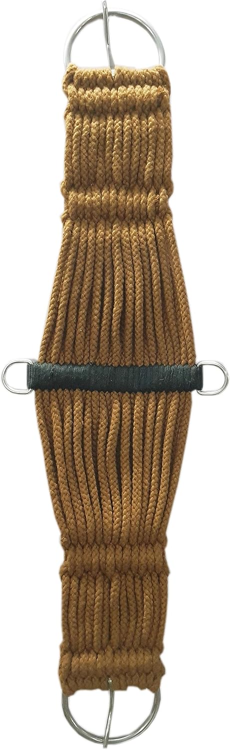 Horse Western 25 Strand Double Weave Mohair Roper Girth- Breathable Saddle Girth with Stainless Steel Buckles