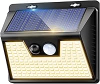 Vista 1 de Luces solares para exteriores, 1 paquete, 140 LED/3 modos de luces con sensor de movimiento, funciona con energía solar, luces solares inalámbricas