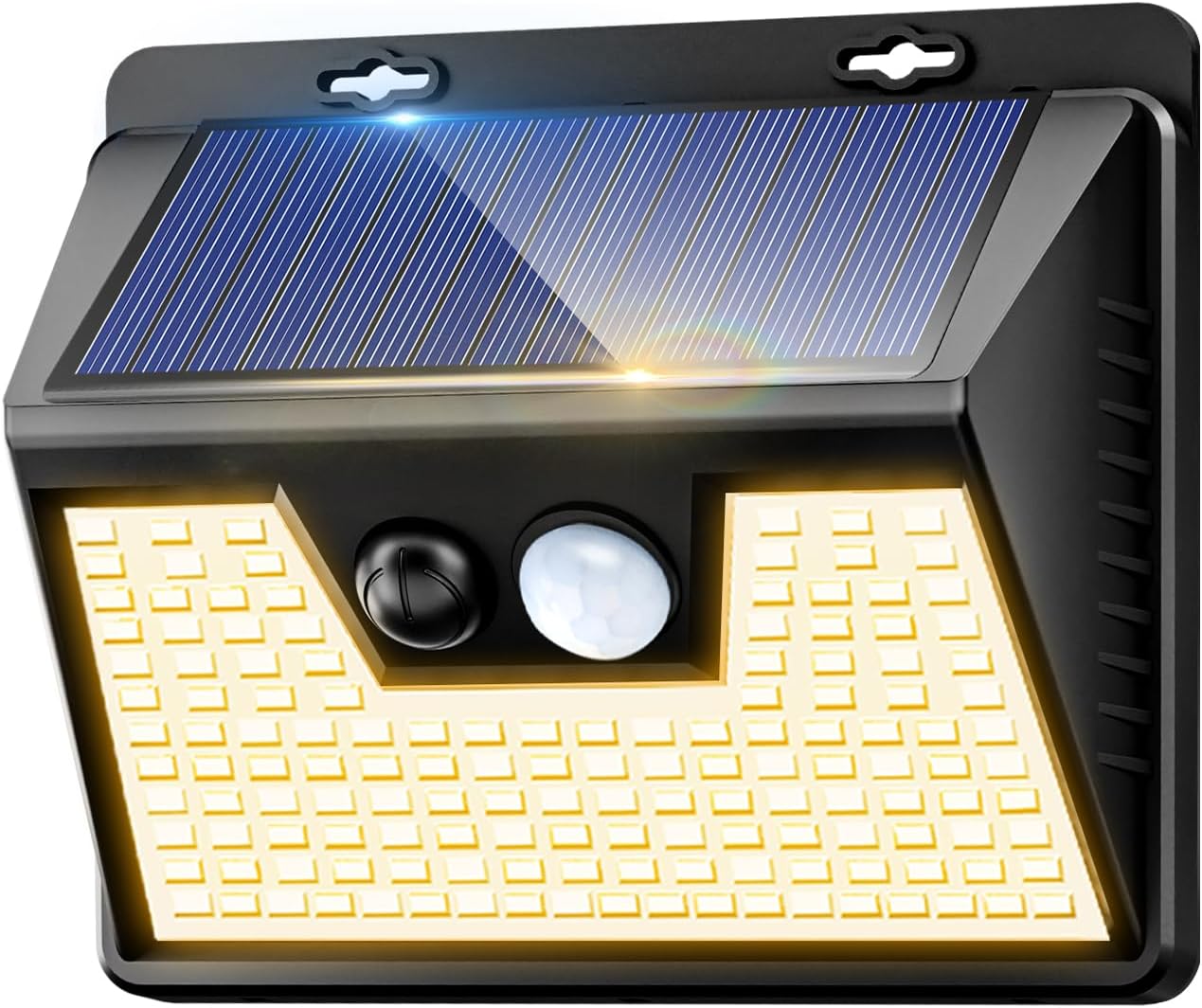 kolpop Solar Lights Outdoor 1 Pack, 140LED/3 Modes Motion Sensor Lights Solar Powered, Wireless IP65 Waterproof Solar Lights Outside Bright for Deck Steps Fence Patio Front Door Pathway, Warm White