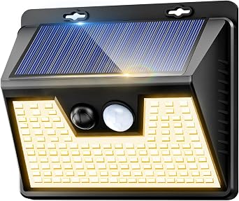 kolpop Solar Lights Outdoor 1 Pack, 140LED/3 Modes Motion Sensor Lights Solar Powered, Wireless IP65 Waterproof Solar Lights Outside Bright for Deck Steps Fence Patio Front Door Pathway, Warm White