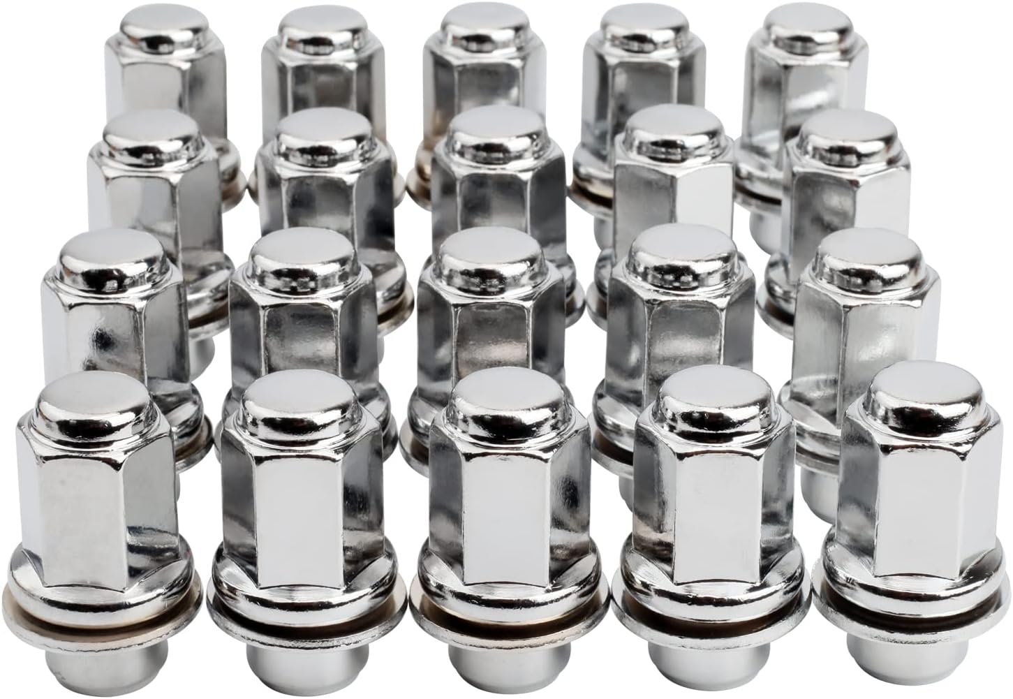 Set of 20, 14x1.5mm OEM Style Factory 1.85 Inch 7/8 22mm Hex Mag Washer Lug Nuts Compatible with Sequoia Landcruiser Tundra Lexus LX
