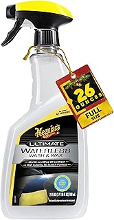 Meguiar’s Ultimate Waterless Wash & Wax, Scratch-Free Cleaning Spray that Cleans and Protects Without Water, 2-in-1 Detailer for Shine, Cool Car Gifts for Men and Women, 26 Oz