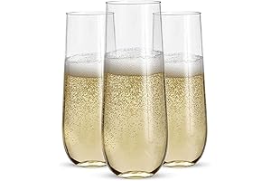 Prestee 48 Pack Heavy Duty Stemless Plastic Champagne Flutes for New Year's...