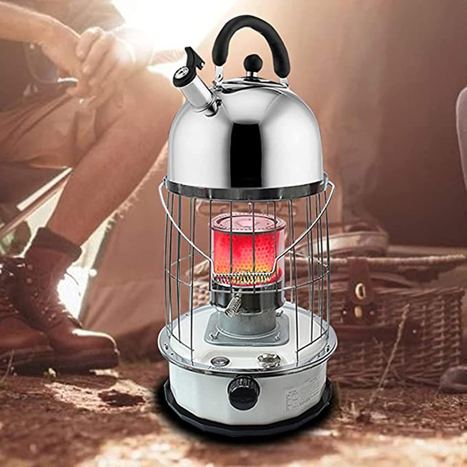 Kerosene Stove Heater with Stove Bag Kerosene Oil Heater Camping Stove Energy-Saving Stove Burner Lightweight Portable Stainless Steel Oil Heater for Indoor Outdoor Patio Camping White