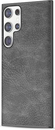 Galaxy S22 Ultra Case, Slim PU Leather Vintage Shockproof Phone Case Cover Lightweight Soft TPU Bumper Hard PC Hybrid Protective Case for Samsung Galaxy S22 Ultra 6.8 Inch 2022 Black