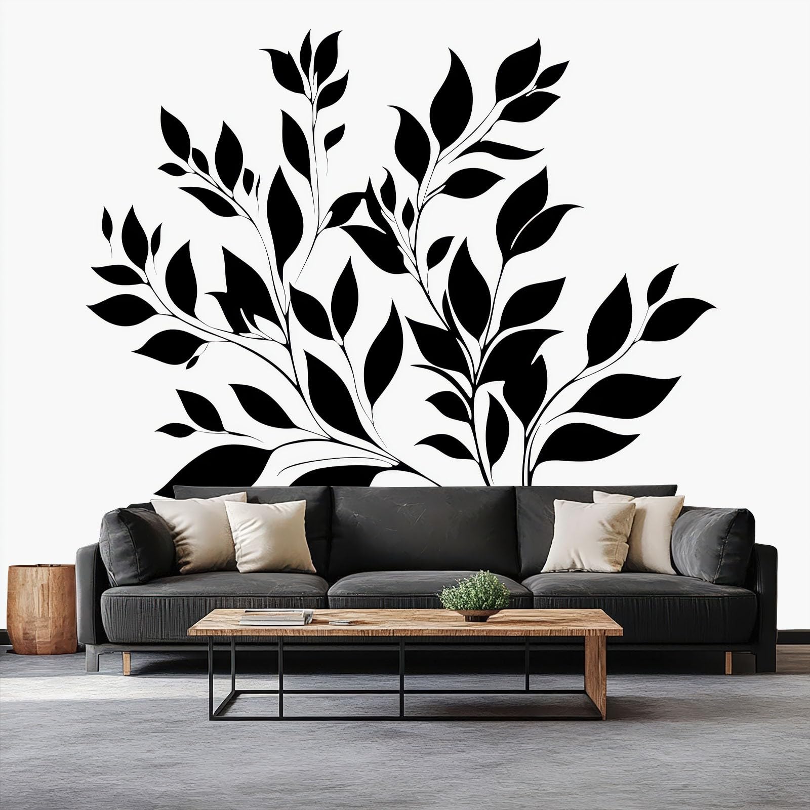 Papier peint intissé feuille noire 300x210 masquez les murs ternes