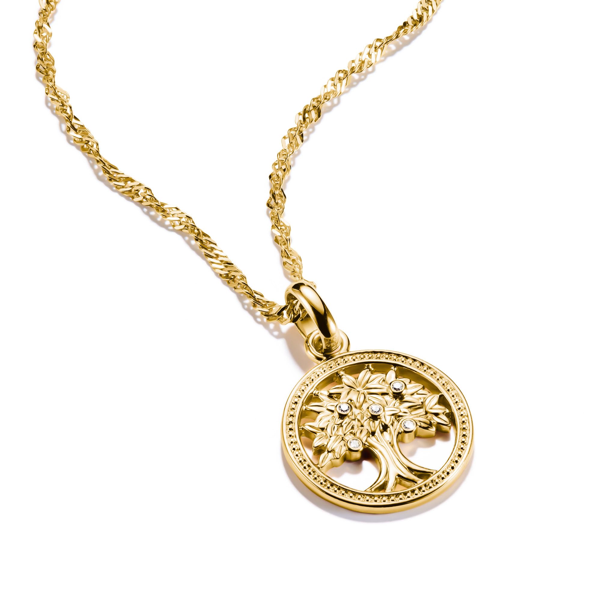 Thomas Sabo Charm Club Connect CC1262-414-14 Pendentif en forme d'arbre d'amour avec pierres Plaqué or 18 carats Argent 925 recyclé