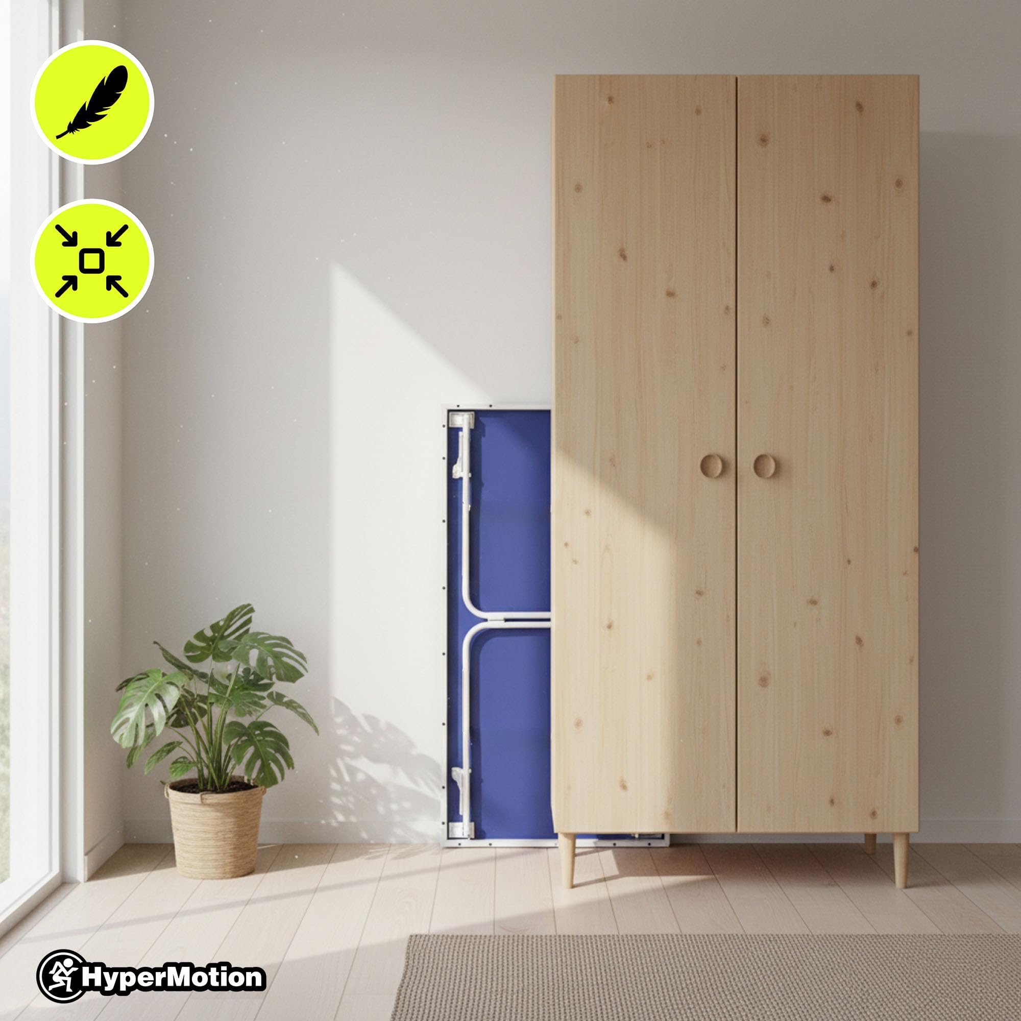 HyperMotion Mesa de Ping Pong Plegable para Casa, Mesa Compacta de Tenis de Mesa Indoor para Juego Recreativo, Diseño Ahorra Espacio con Red, 2 Palas y Pelotas, Mesa Familiar para Niños y Adultos