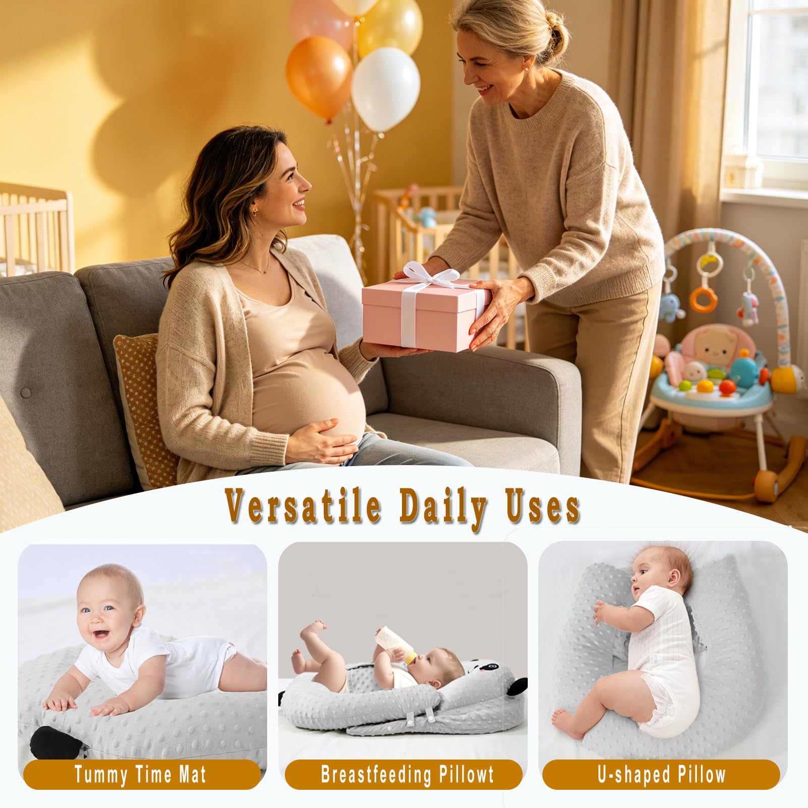 Stillkissen Stillkissenbezug, Stillkissen für Baby, Ergonomisches Still- und Lagerungskissen, Anti-Reflux & Spuckschutz für Neugeborene,Atmungsaktiv & Waschbar (02)