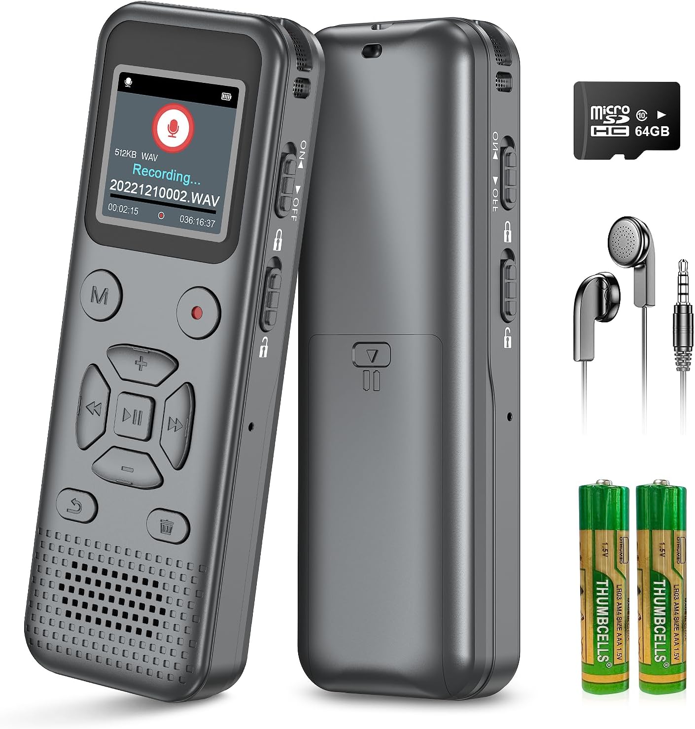 72GB Digital Voice Recorder with Playback Portable Voice