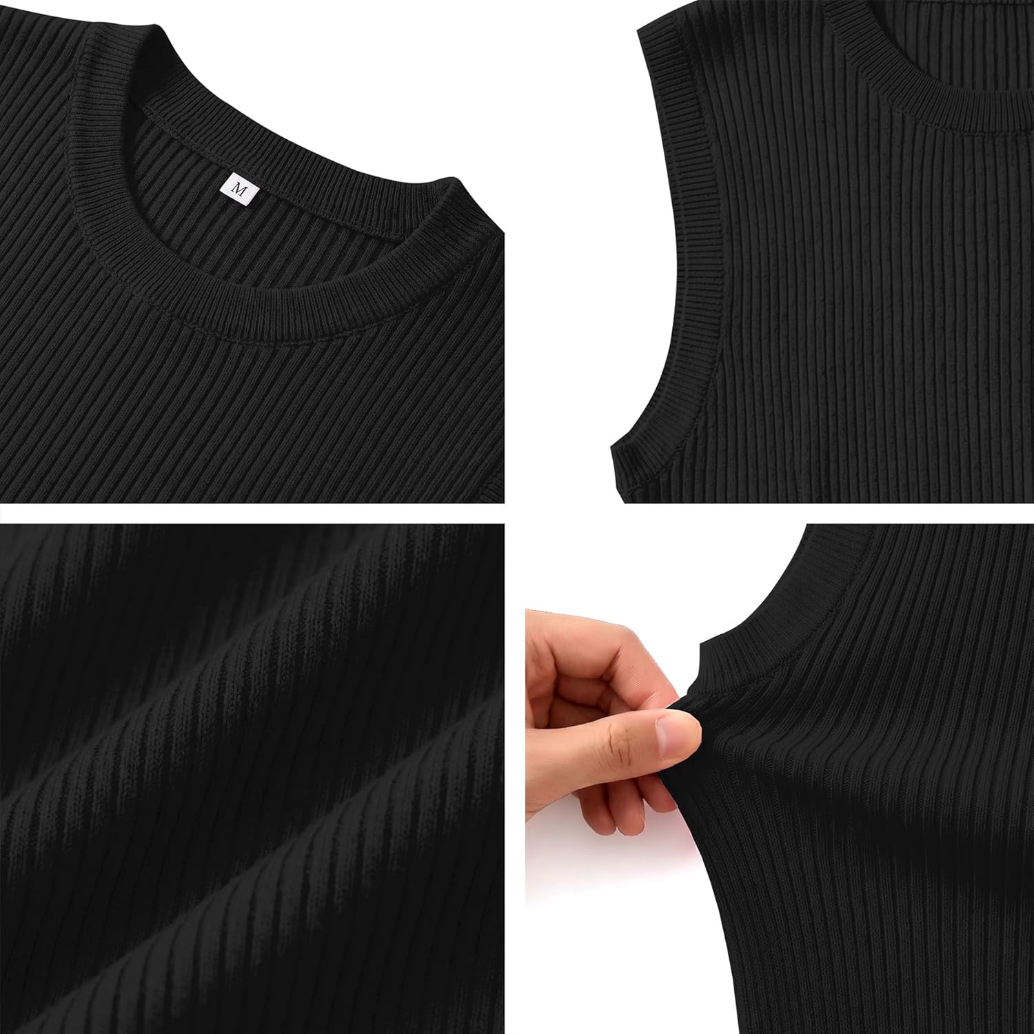 Totatuit Womens Sleeveless Ribbed Knitted Tank Tops Crew Neck Business Casual Pullover Slim Fit Lightweight Sweater Vest - Image 2