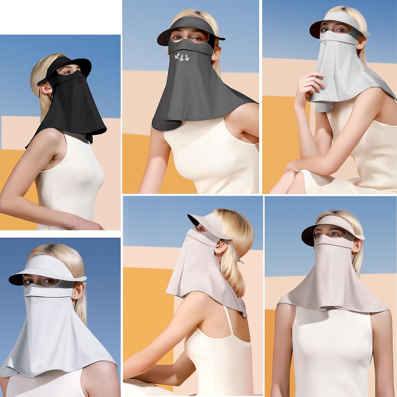 Sun Protection Face Mask, Ice Silk Neck Gaiter, Face Cover, Sun Protection Cap with Earloop for Outdoor Activities