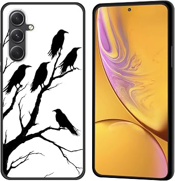 for Galaxy S25 Case,Premium Soft Silicone Rubber Anti-Scratch Shockproof Full-Body Protective Bumper Case Cover for Samsung Galaxy S25, Black Crows on Tree
