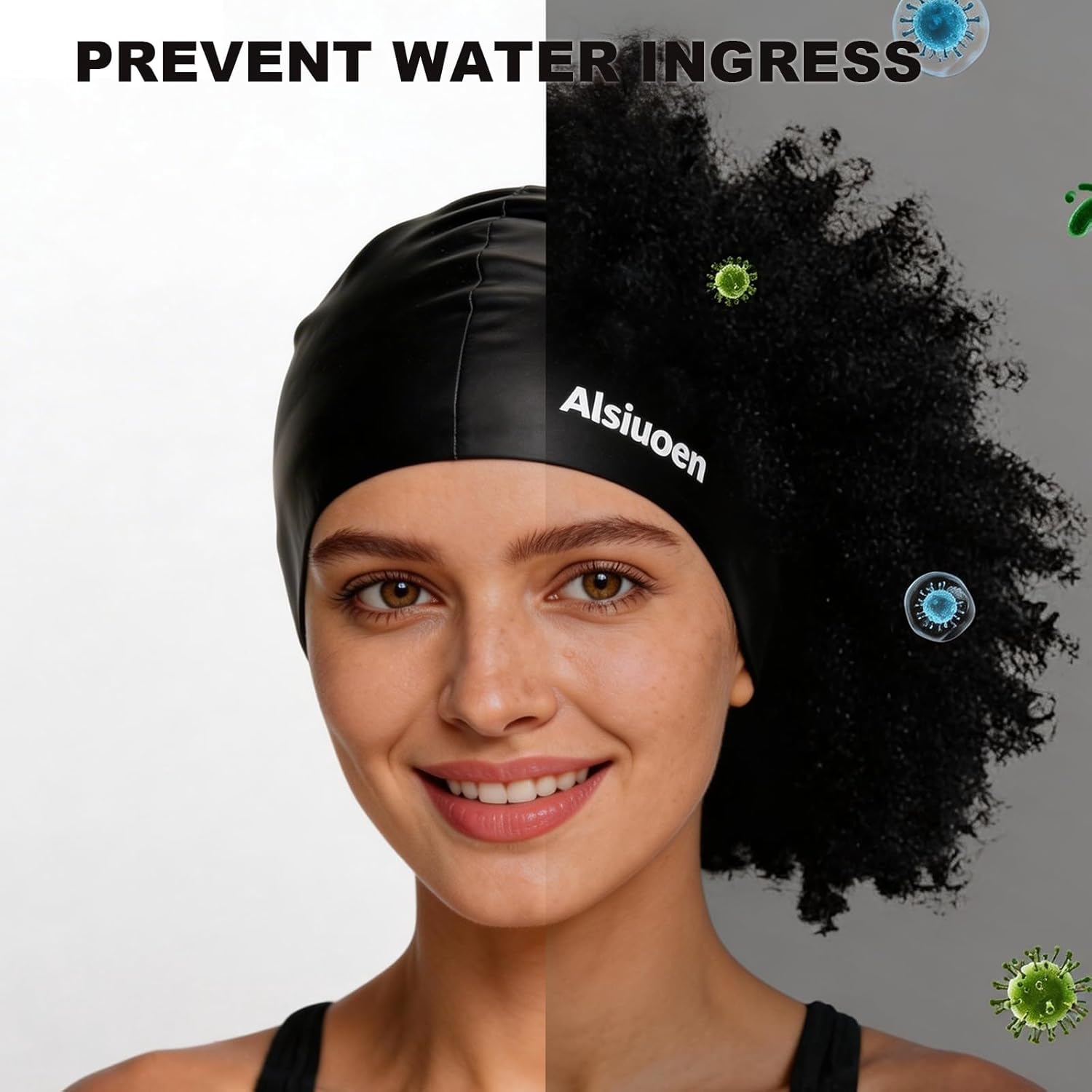 Silicone Swim Cap for Long Hair,Extra Large Waterproof Swim Cap for Women Men,Pool Swimming Cap for Thick Curly Hair,Braids and Dreadlocks,Large Size Swim Hat