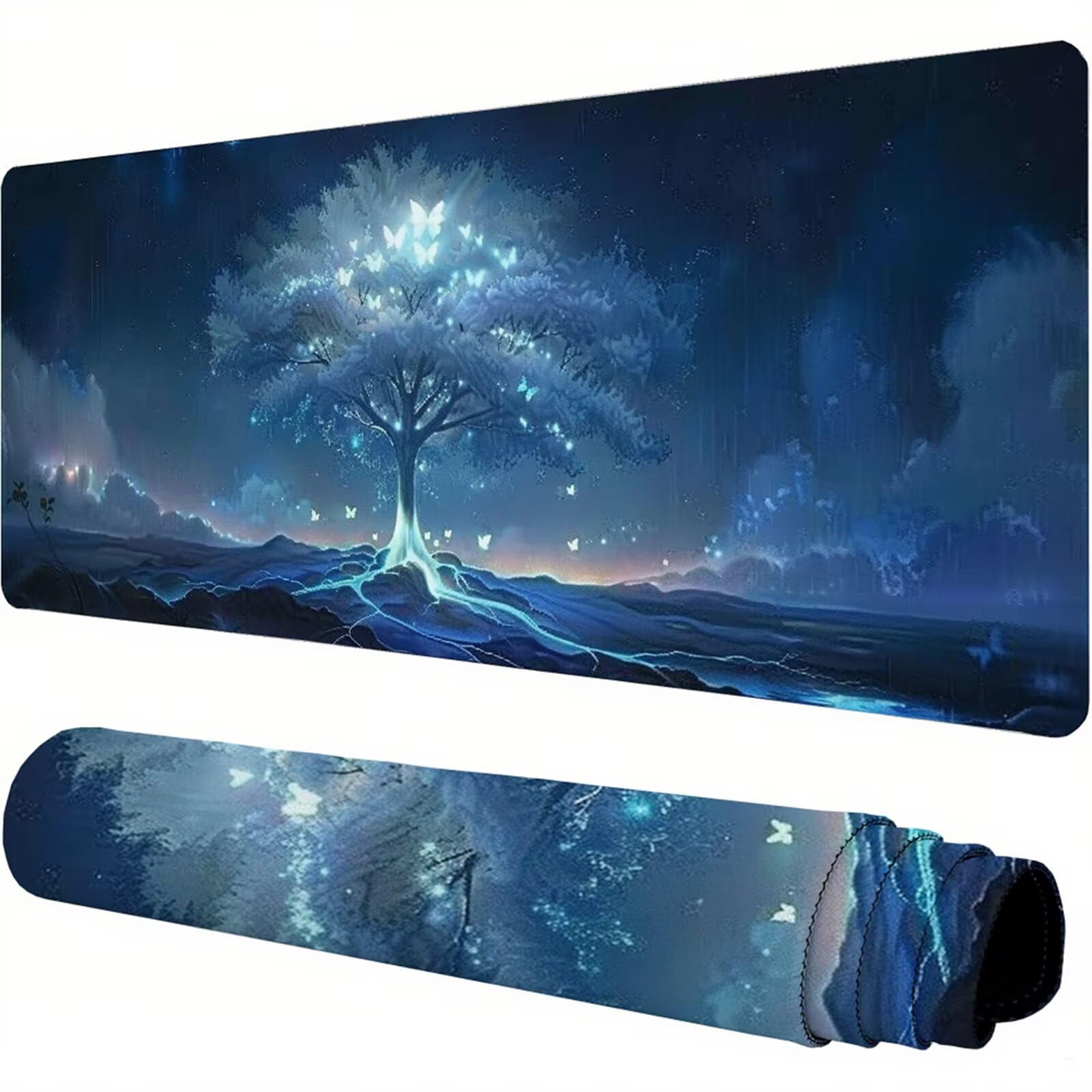 Niebieska podkładka pod mysz XXL 1400 x 600 x 3 mm uchwyt na biurko akcesoria antypoślizgowa gumowa podstawa i zszyte krawędzie podkładka pod mysz dla graczy do dekoracji biura dekoracyjnego, prezenty