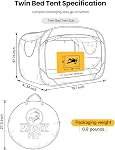 Tente de protection des renseignements personnels pop up pour usage intérieur Canopée de lit pour lit de couchage Tente Double Porte avec Mosquito Mesh Fenêtre (Noir, Tw)