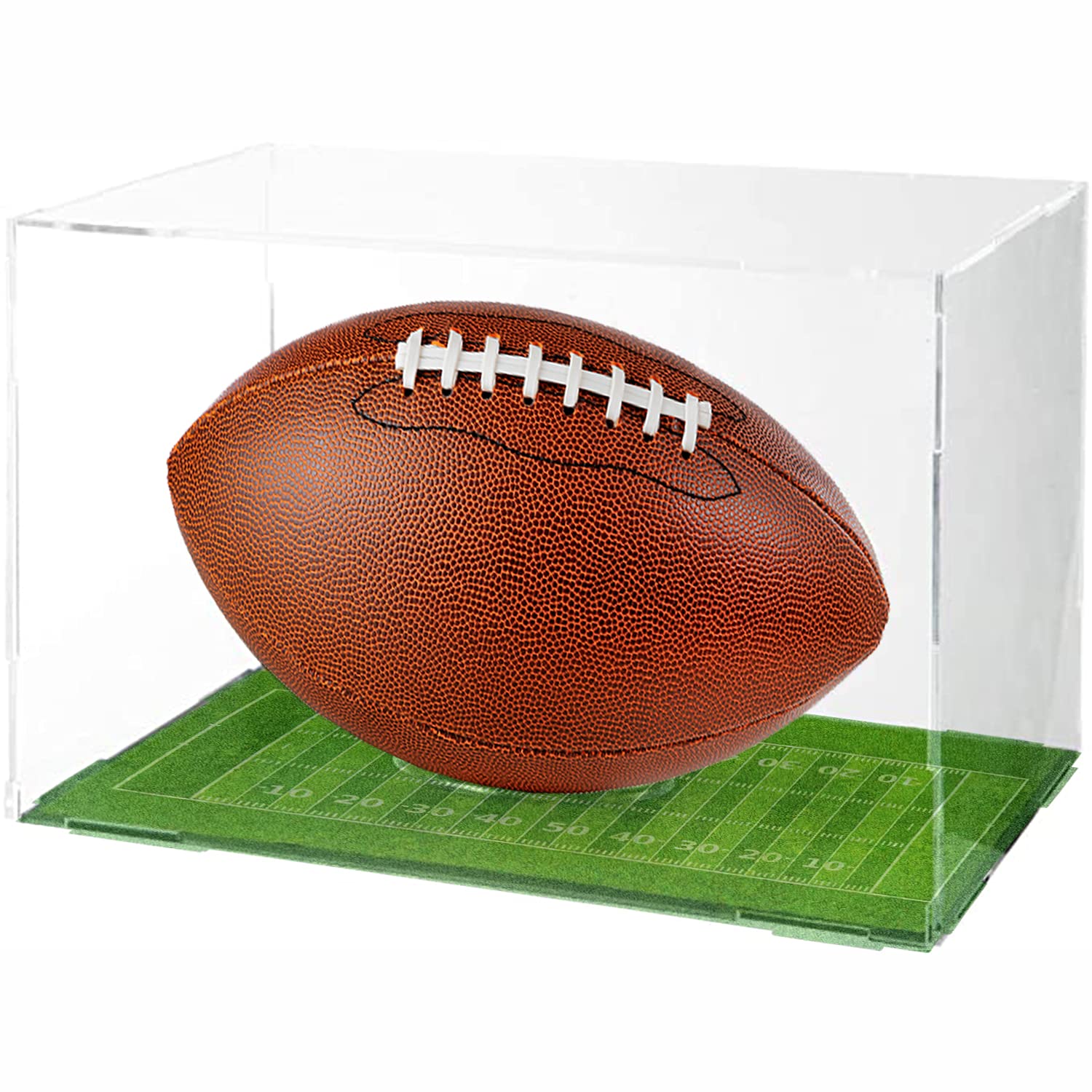 Assemblable Acrylic Football Display Case, Clear Football Storage Box with Two-Side Base, Installable Display Box for Full Size Football Collectibles with Oval Ball Holder for Sport Lovers…
