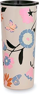 Kate Spade New York Bonita taza de acero inoxidable, vaso de viaje de 24 onzas, taza aislada de doble pared con tapa, jard...