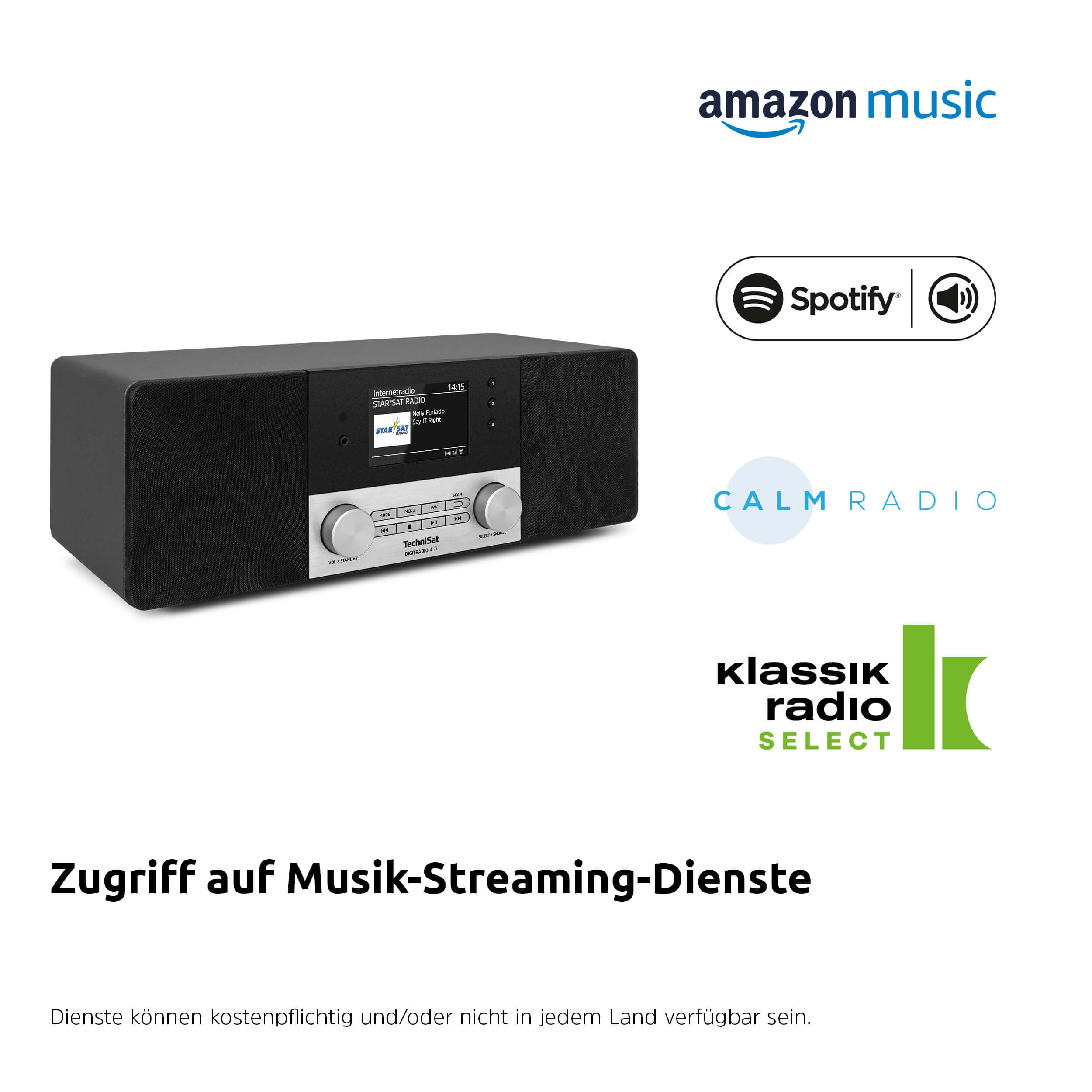 TechniSat DIGITRADIO 4 IR - Stereo Internetradio (DAB+, UKW, Bluetooth-Audiostreaming, Kopfhöreranschluss, AUX-Eingang, Wecktimer, TFT Display, 20 Watt RMS, Elac Lautsprecher, Made in Germany) schwarz