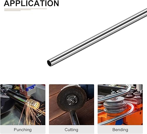 Miniatura 10 de DTGN Tubo de acero inoxidable 304 de 0.118in x 0.008in x 9.843in (ODxWall TxL) - 1 unidad, bueno para equipos de maquinaria - Tubo de metal pulido
