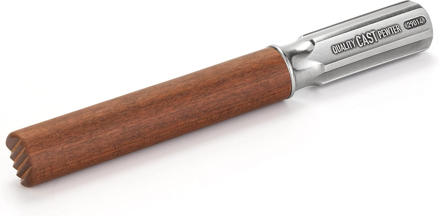 Royal Selangor Toolbar Collection Pewter & Wood Muddler - Designer Bar Tool for Cocktails & Mocktails - Mojito Ice Crusher