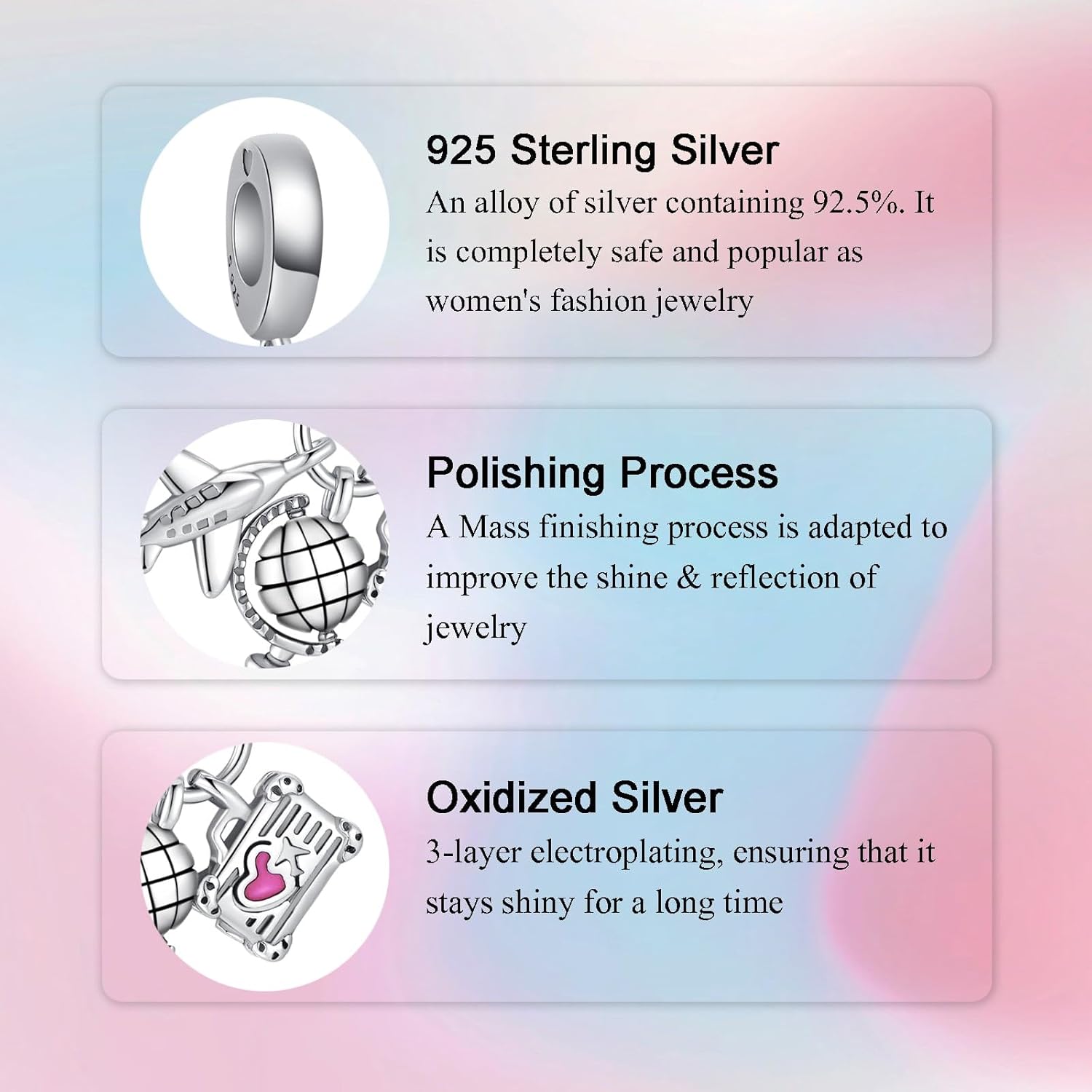 Birthday Fashion Love Heart Dangle Charm 925 Sterling Silver Charms fits Bracelets and Necklace Pendant Bead Charms Jewelry Present for Women Family Friends - Image 6