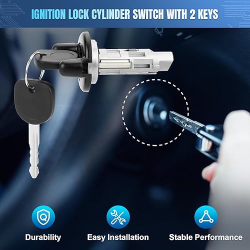 Miniatura 7 de LCWRGS Interruptor de cilindro de bloqueo de encendido con llaves de repuesto para Chevy Silverado Suburban Tahoe Express GMC Sierra Savana Yukon XL