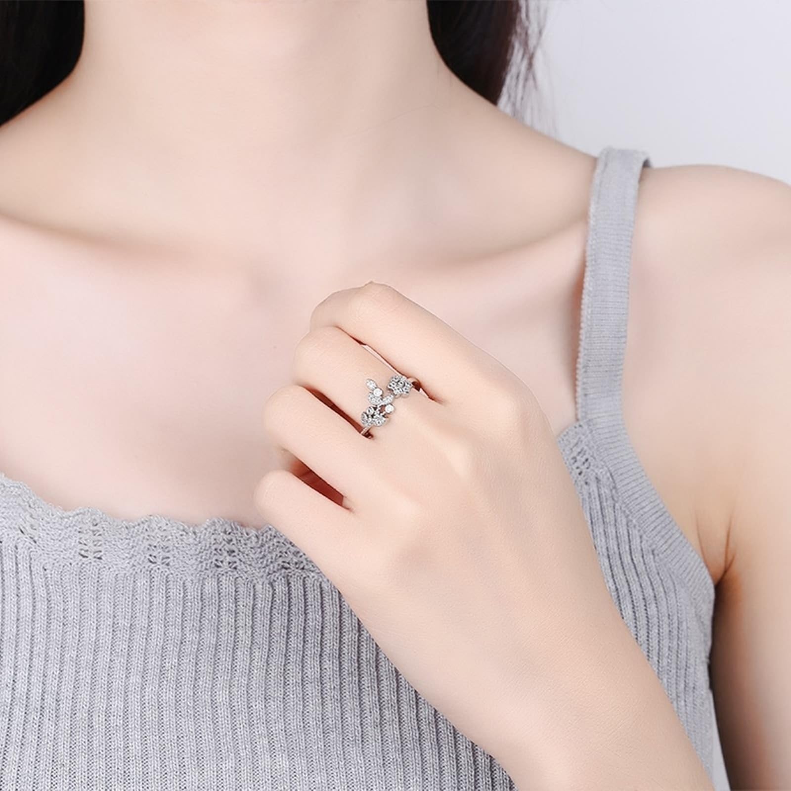 Obrączki ślubne dla niego białe złoto obrączki ślubne dla kobiet 18K laboratorium diament kwiat liście cyrkonia rozmiar H 1/2 moda dla lesbijek dzień matki biżuteria