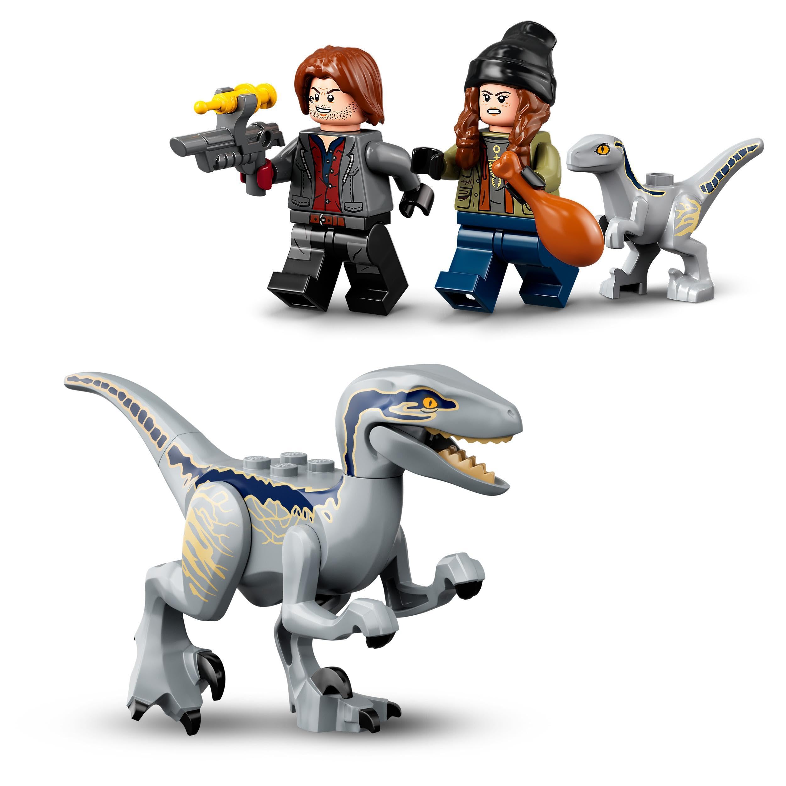 LEGO 76946 Jurassic World Schwytanie Welociraptorów Blue i Bety, Zestaw Konstrukcyjny z Minifigurkami dla Młodych Miłośników Dinozaurów, dla Chłopców i Dziewczynek od 6 lat