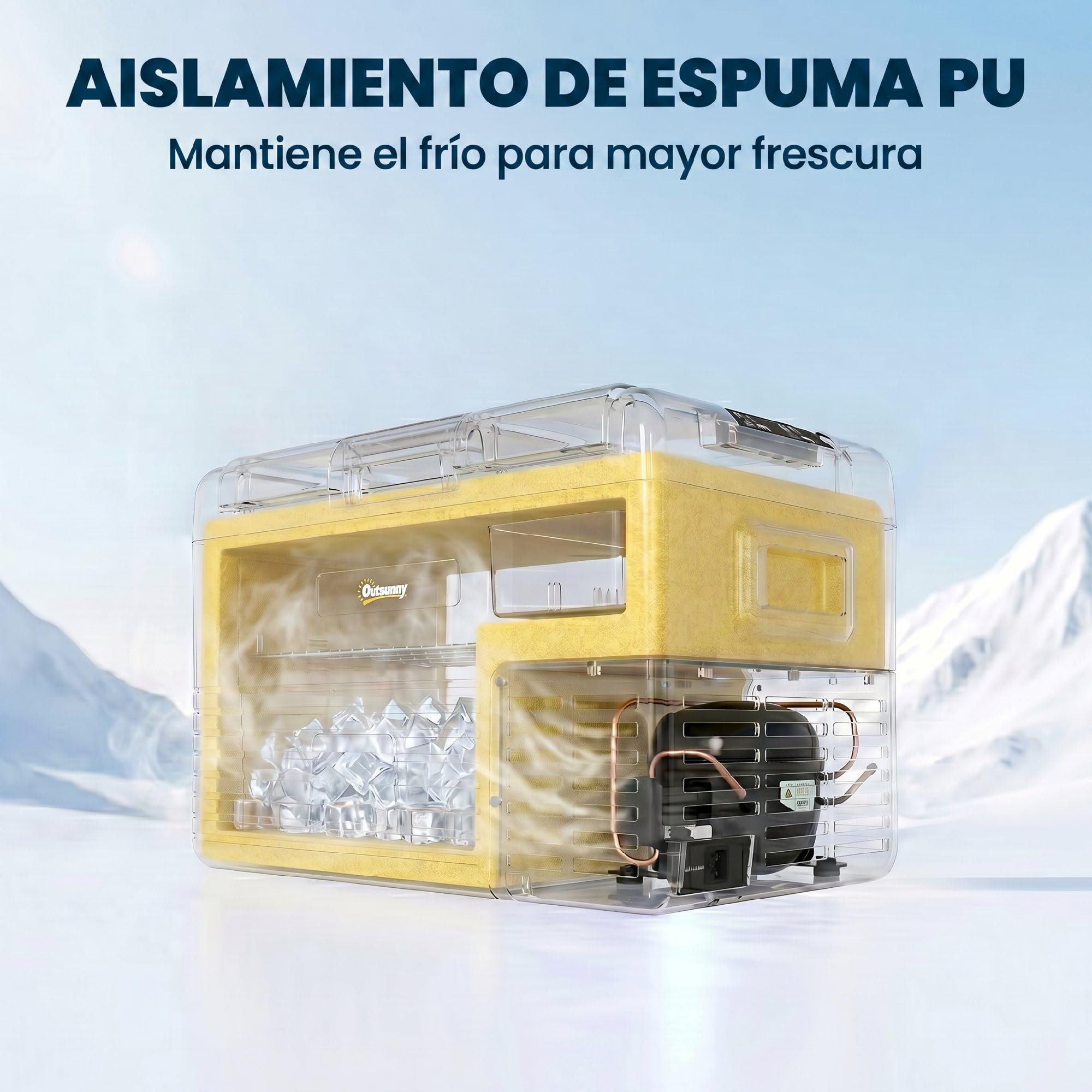 Outsunny Nevera Portátil Eléctrica 40L Refrigerador de Coche 12V/24/240V hasta -20℃ Mini Frigorífico con Compresor Pantalla LED Táctil para Hogar Camping Viajes Automóvil Barco 58,7x36,5x43,8 cm Negro