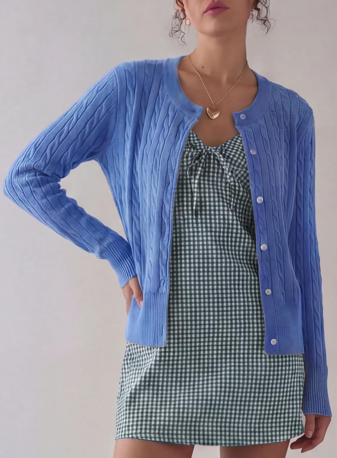 Darong Women's Long Sleeve Cable Knit Cardigan Sweater Fall Winter Open Front Button Up Outfits Fashion Clothes - Image 3